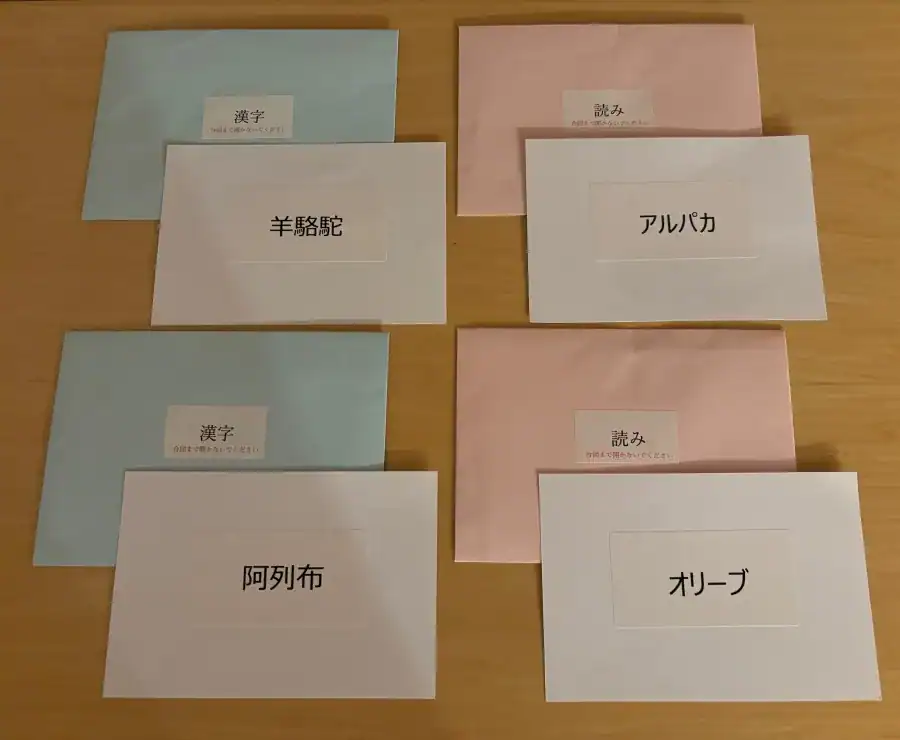 難読漢字ゲームのカード